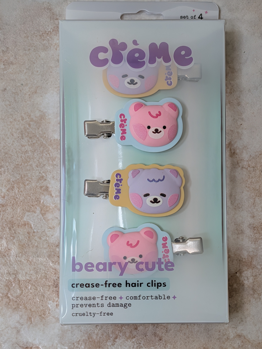 The Creme Shop Crème Beary Cute Kids Hair Clips -Set of 4 NIP